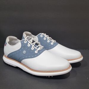 Footjoy FJ Traditions Golf Shoes Spikes Women's Size 6 M 97903 White And Blue